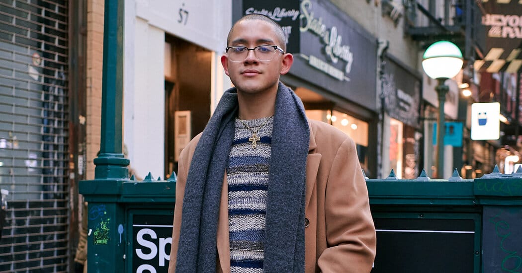 Fernando Luna in SoHo wears two-tone loafers and Veneda Carter crucifix — Static01.nyt.com