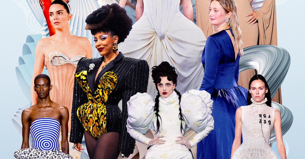 Runways and red carpets embrace exaggerated female silhouettes — Static01.nyt.com