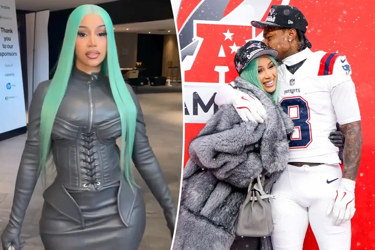 Cardi B in leather supports Stefon Diggs as Patriots reach Super Bowl 2026 — Pagesix.com