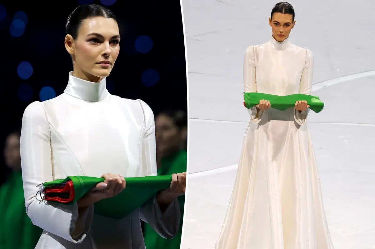 Vittoria Ceretti carries Italian flag in white Armani at Winter Olympics opening — Pagesix