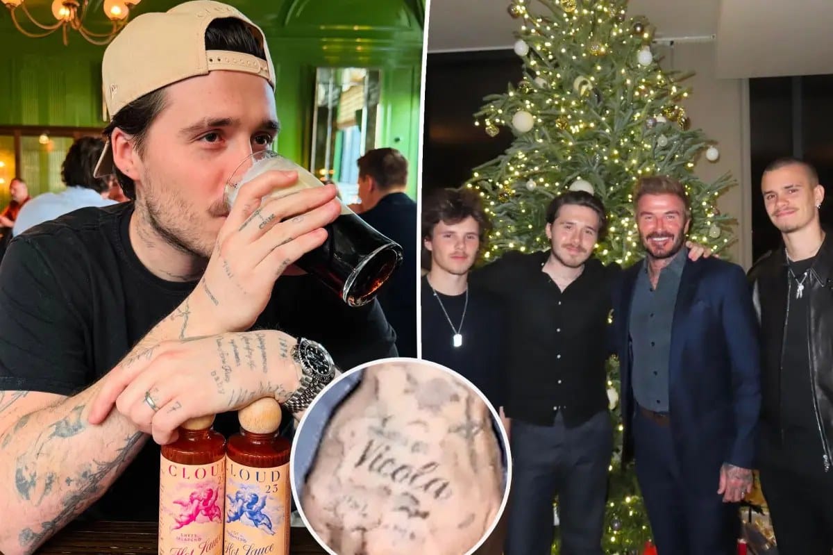 Brooklyn Beckham covers tattoos of his siblings, alters 'DAD' ink — Pagesix