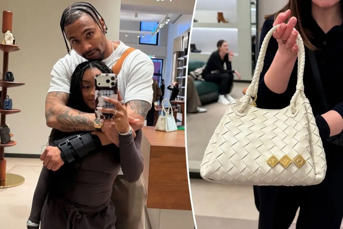 Simone Biles given custom Bottega Veneta bag by husband Jonathan Owens — Pagesix