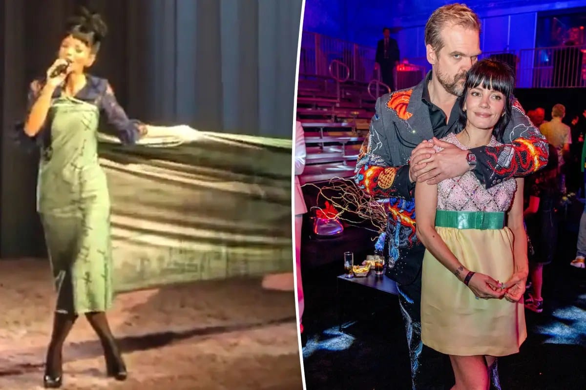 Lily Allen wears receipt-print wrap on West End Girl tour — Pagesix