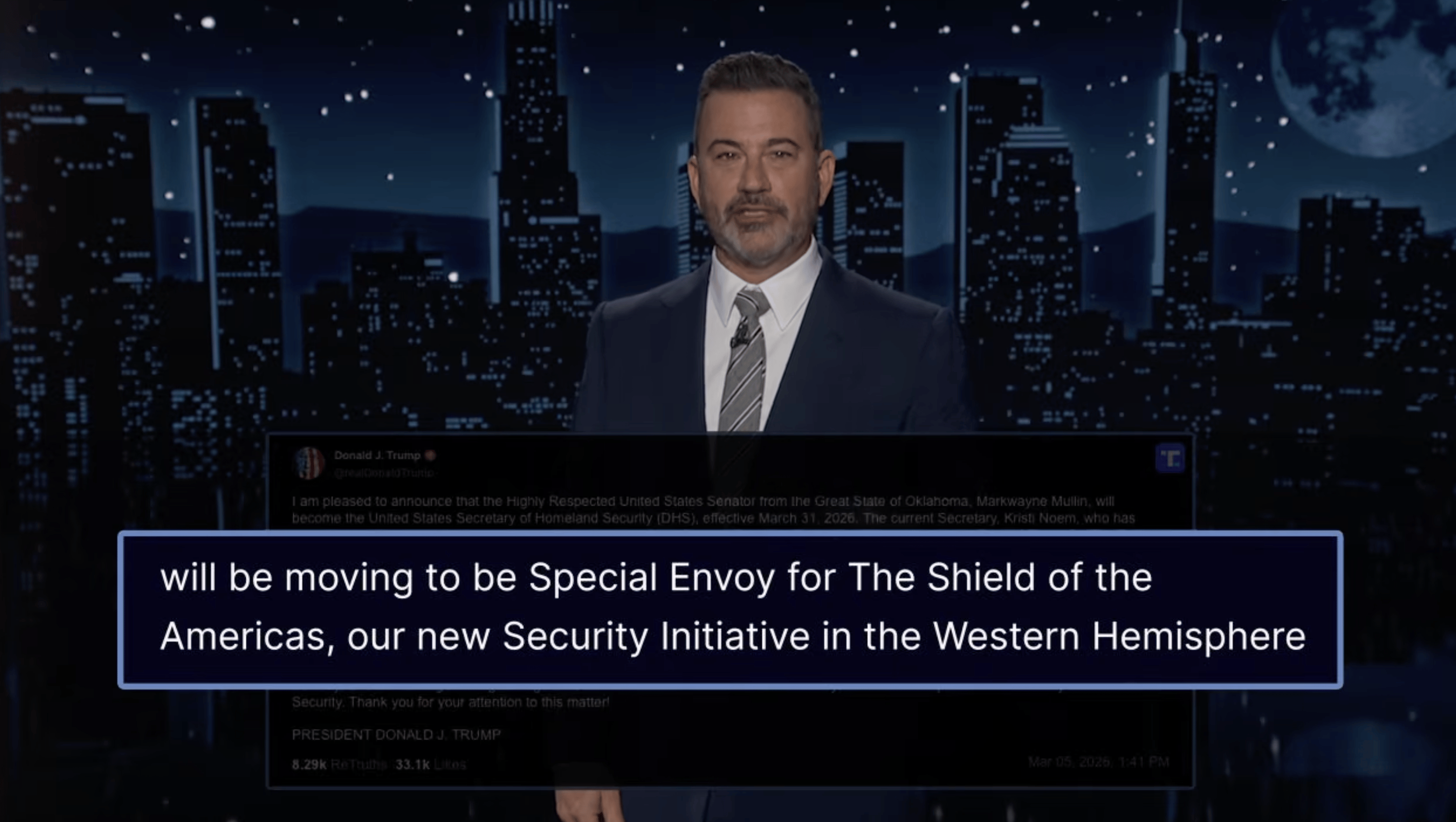 Jimmy Kimmel reacts to Trump firing Kristi Noem — Mashable