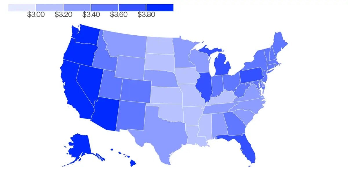Gas prices top $3 a gallon in every US state for first time since 2023 — Businessinsider