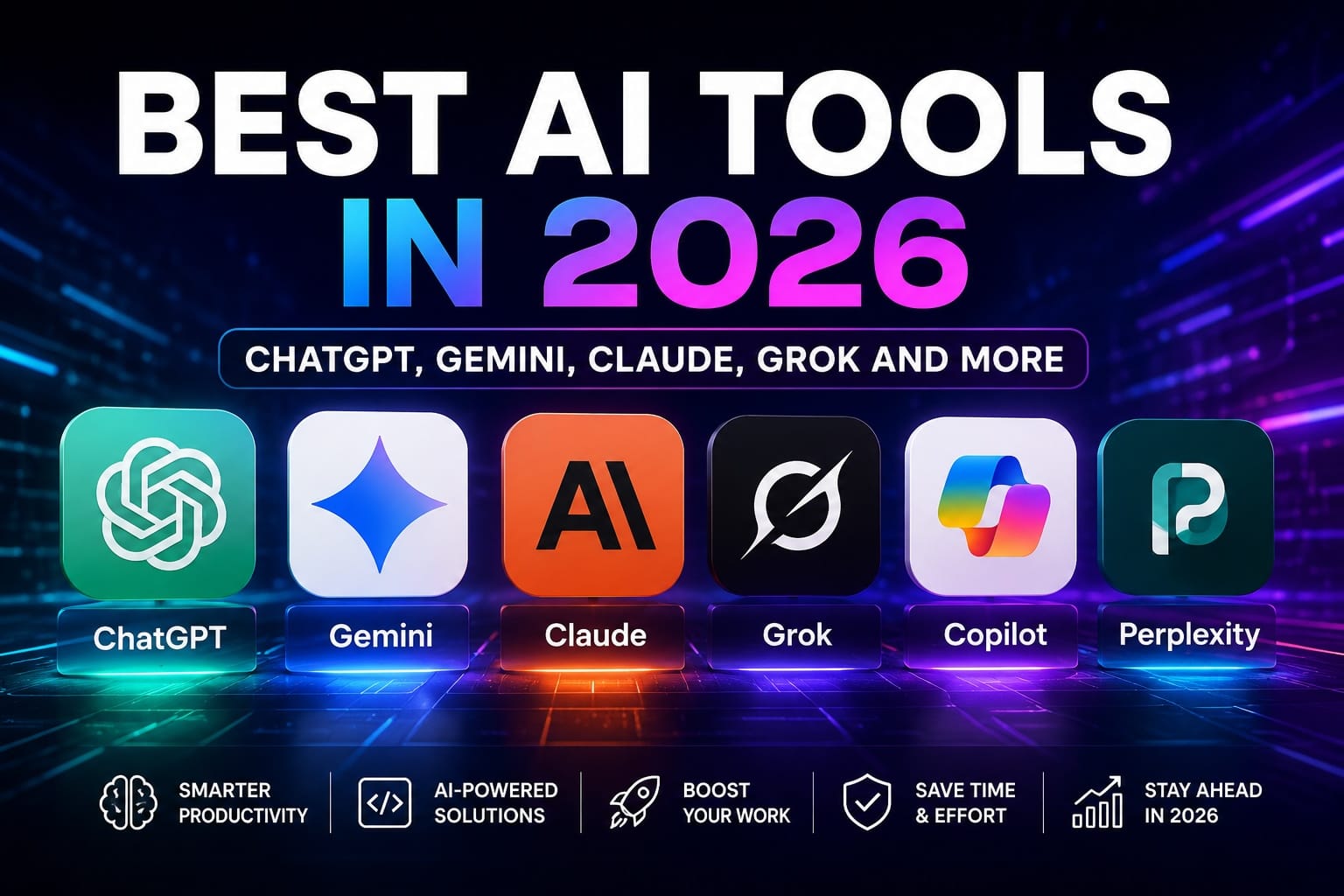 Best AI Tools in 2026: ChatGPT, Gemini, Claude, Grok and More