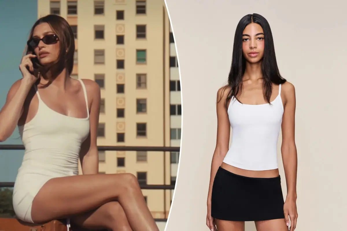 Hailey Bieber wears $38 Guizio tank in Rhode bronzer campaign — Pagesix