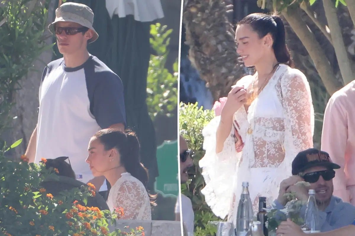 Dua Lipa in white lace dress at post-wedding gathering in Palermo — Pagesix