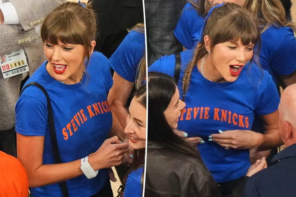 Taylor Swift sports 'Stevie Knicks' tee at Game 4 — Pagesix