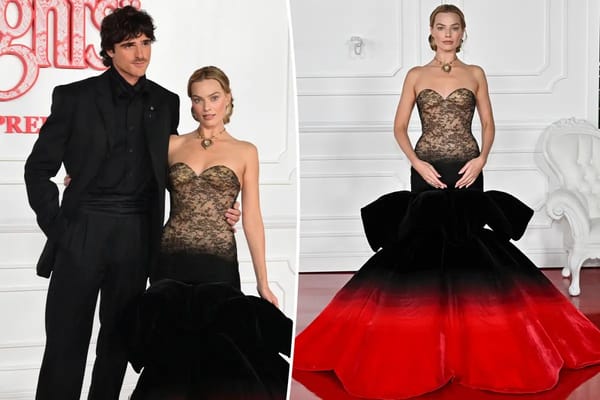 Margot Robbie stuns in crimson-and-black gown with Jacob Elordi at LA 'Wuthering Heights' premiere — Pagesix.com