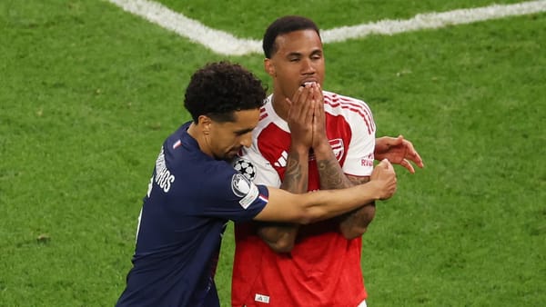 Marquinhos consoles Gabriel after Champions League penalty miss — Goal