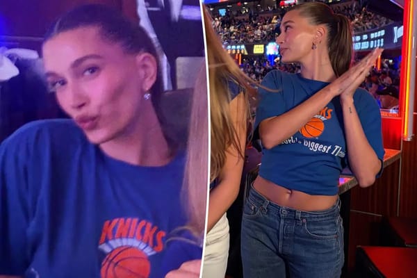 Hailey Bieber paired Chanel with Levi's at Knicks Game 4 — Pagesix