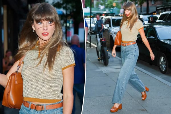 Taylor Swift nods to 'Midnights' era with 70s-inspired studio look — Pagesix
