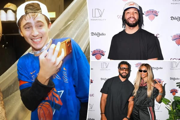Timothee Chalamet celebrates with the New York Knicks at Seville — Pagesix